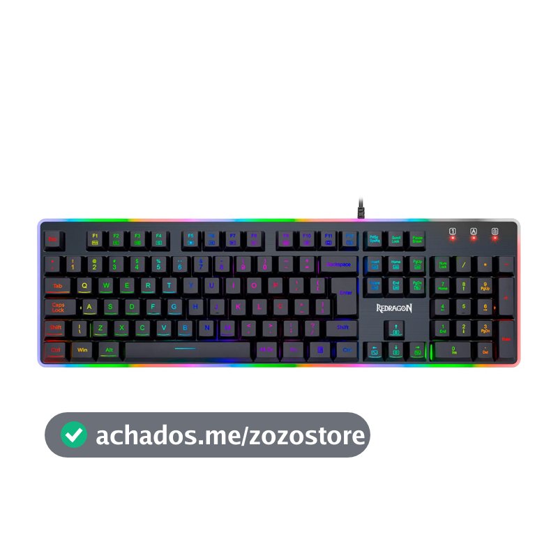 Teclado Gamer Membrana Redragon Dyaus 2 ABNT2 K509RGB, Preto