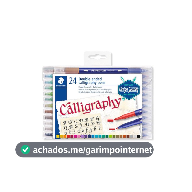 STAEDTLER Caneta Calligraphy, Ponta Dupla Chanfrada, 24 cores, 3005 TB24, Multicolorido