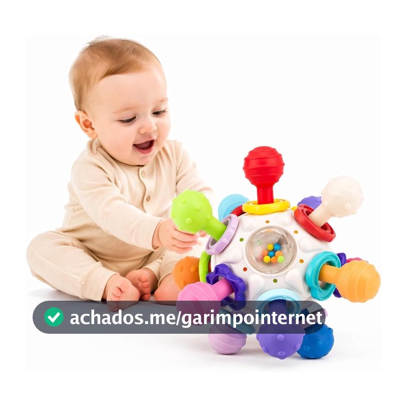 Brinquedo Sensorial Mordedor Chocalho Flexível para Bebês