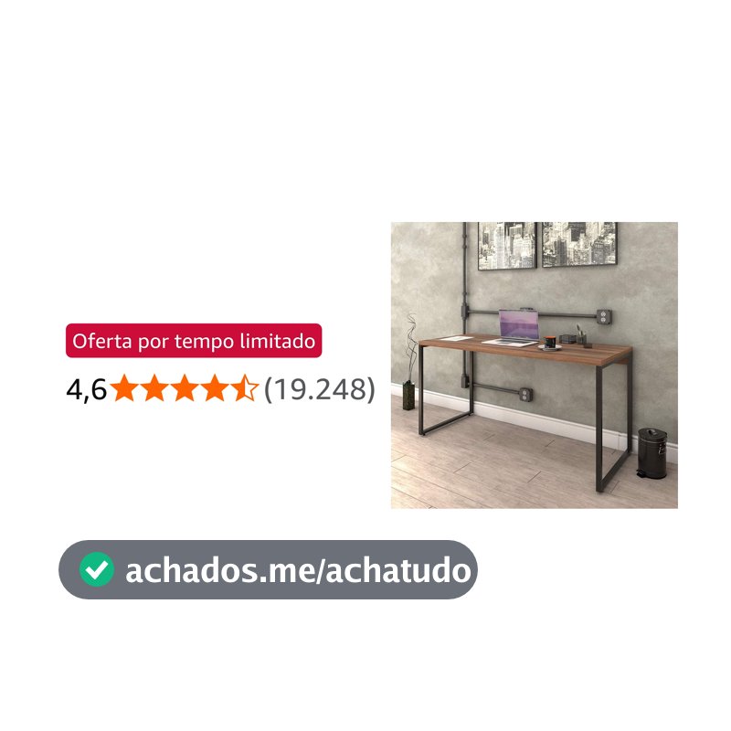 Mesa para Escritório Office Estilo Industrial 1,50m Kuadra, Compace