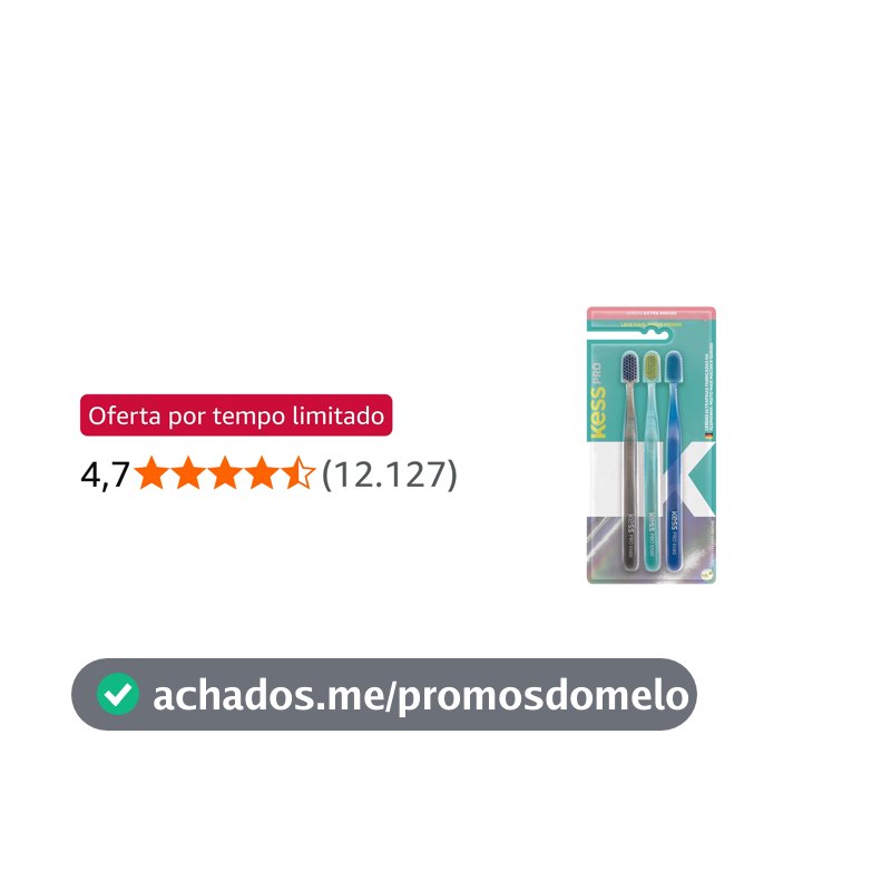 Kess, Pack com 3 Escovas Dentais Pro Extra Macias, Cores Sortidas