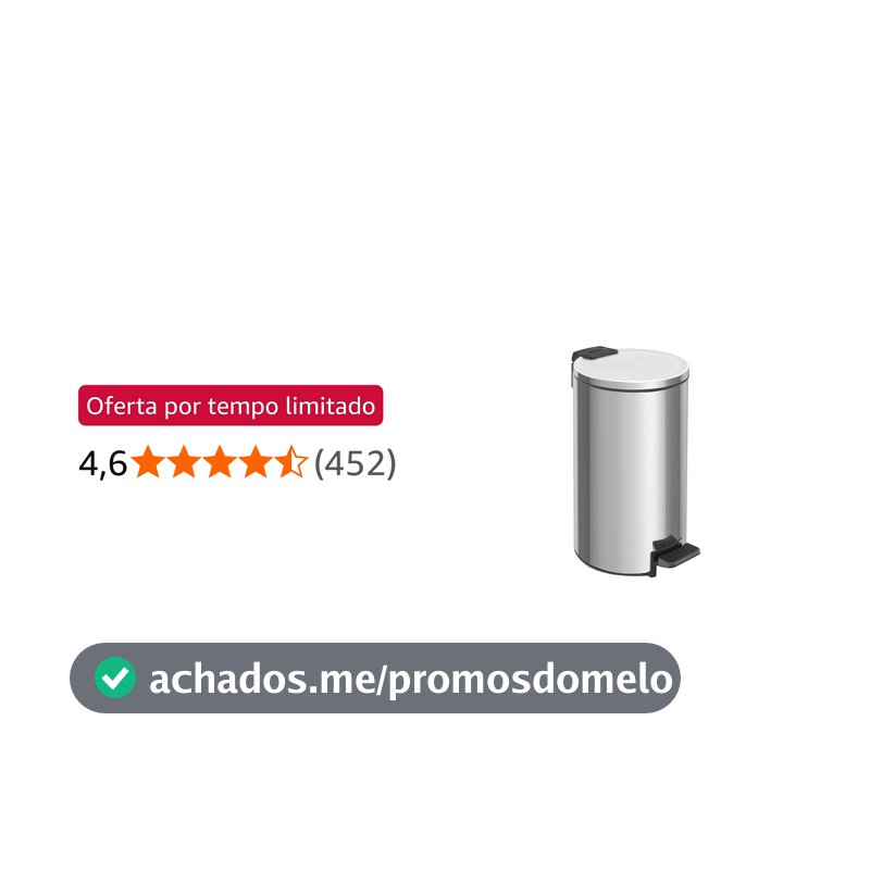 Lixeira com Pedal Tramontina Loop em Aço Inox com Acabamento Polido e Balde Interno 5 L