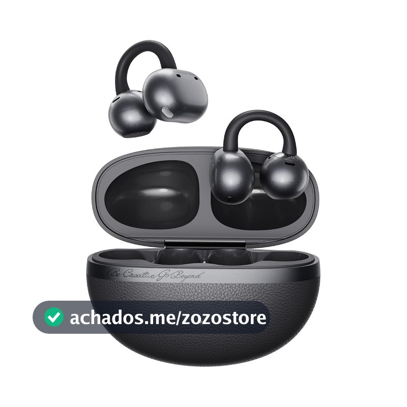 Fone de ouvido sem fio QCY Crossky C50, Bluetooth 6.0, 35 horas de reprodução, leves e confortáveis para usar em corrida/fitness, adequados para orelhas pequenas, à prova d'água IPX5(Preto)