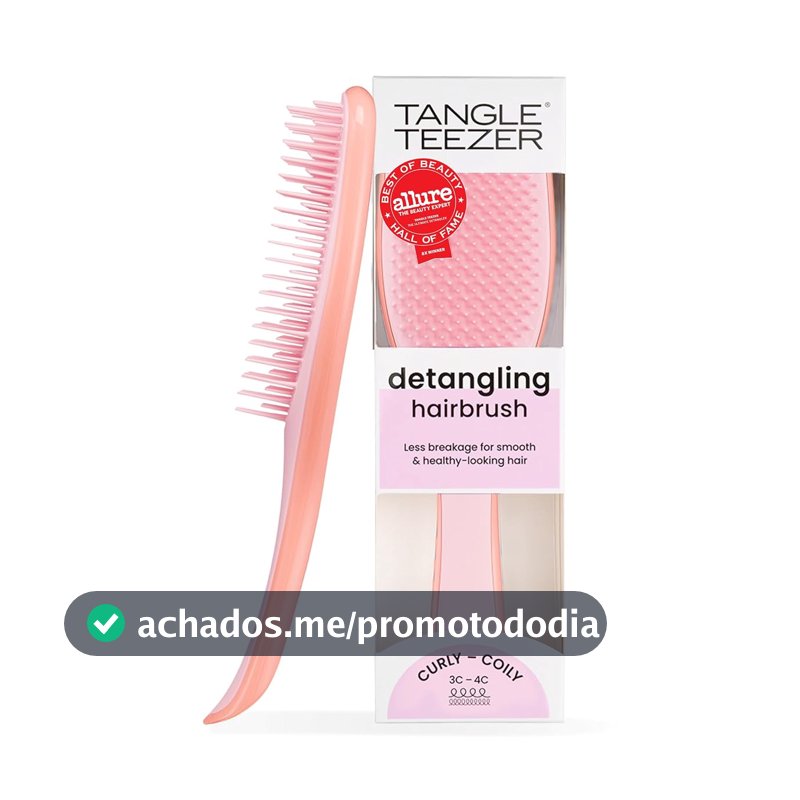 Tangle Teezer - Escova de cabelo desembaraçadora The Wet Detangler para texturas grossas a crespas. Ideal para o uso em fios úmidos Cor: Mango Pink