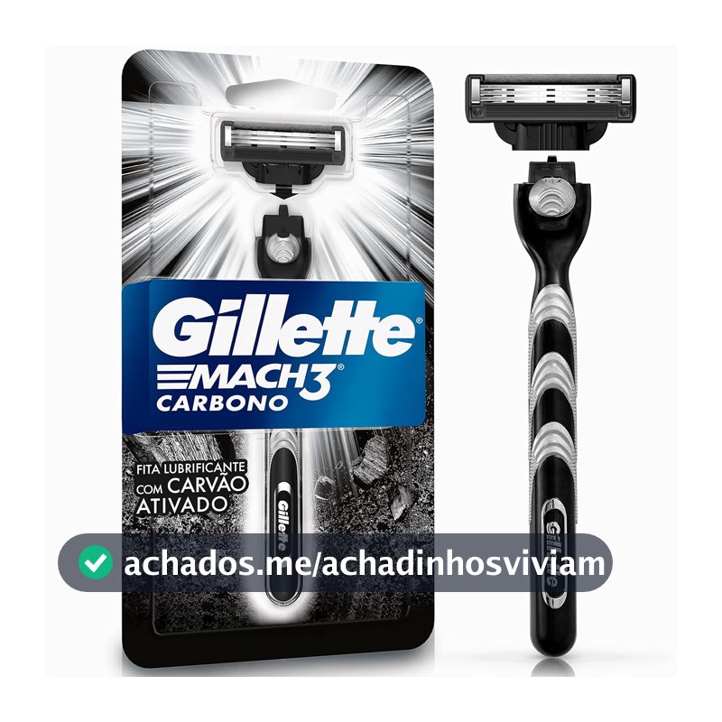 Gillette Mach3 Carbono Aparelho de Barbear com Carvão Ativado 1 Unidade