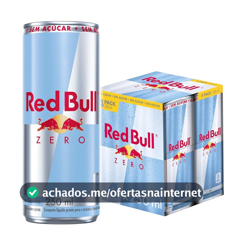 Red Bull Energético, Zero, Sem Açúcar, 250ml, 4 latas