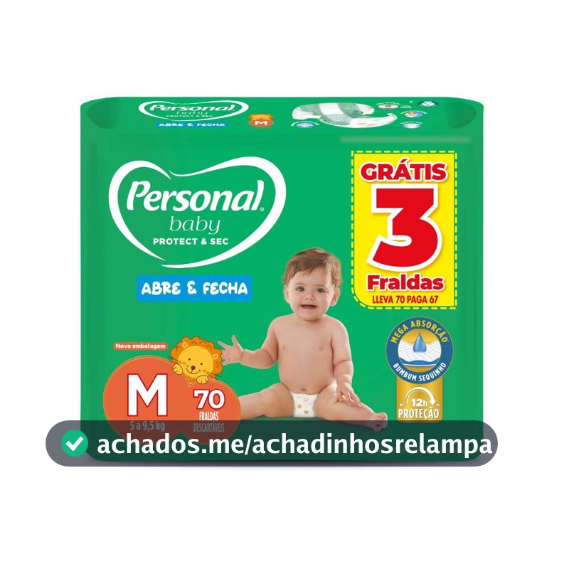 Personal Fralda Protect E Sec M Hiper, 70 Unidades