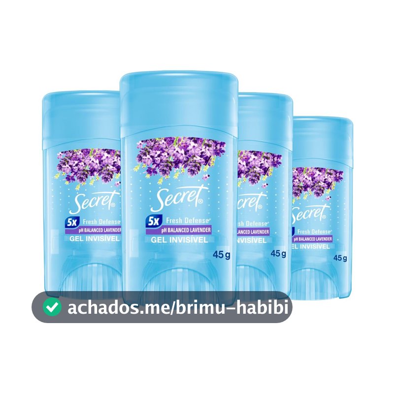 Secret Kit Desodorante em Gel Invisível Antitranspirante Lavanda com 4 Unidades 45g