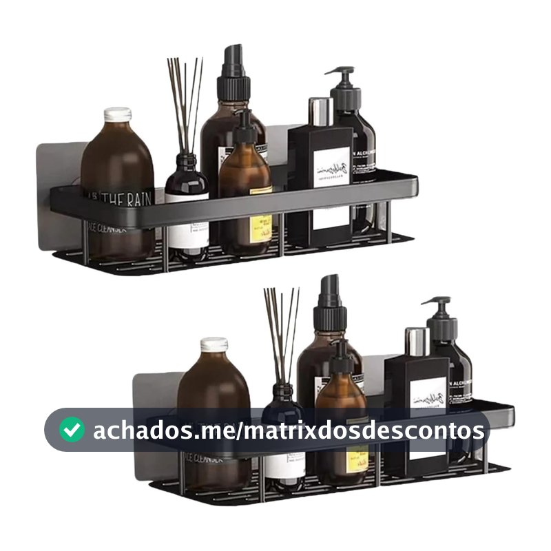 Kit 2 Prateleiras Adesiva Sem Furo Para Banheiro Cozinha Organizador Parede Suporte Porta Shampoo Sabonete Nicho Decorativo Sem Furadeira Instalação Fácil Resistente Moderna