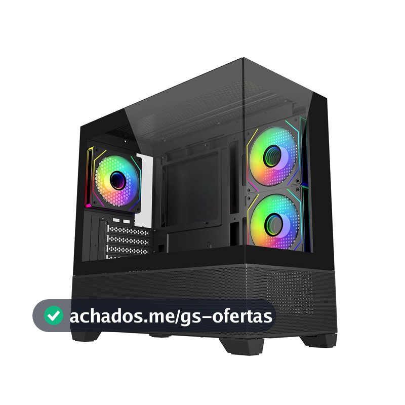 GABINETE COOLER MASTER ELITE 490 MICRO-ATX VIDRO PANORAMICO 3 FANS ARGB PRETO