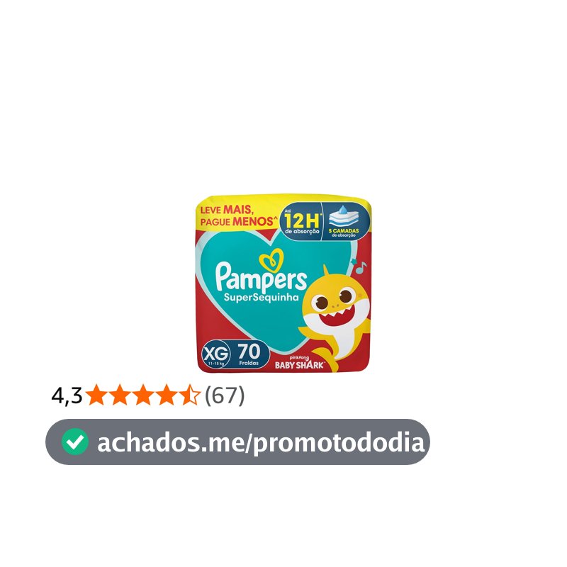 Fralda Pampers Supersequinha Tamanho XG 70 Unidades
