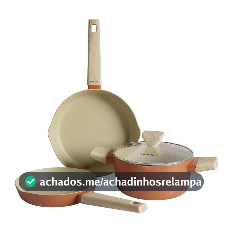 Conjunto de Panelas NATURIT TERRACOTA 3 Peças - Frigideiras 20cm e 24cm + Caçarola 20cm - Alumínio Reciclado Antiaderente - Indução