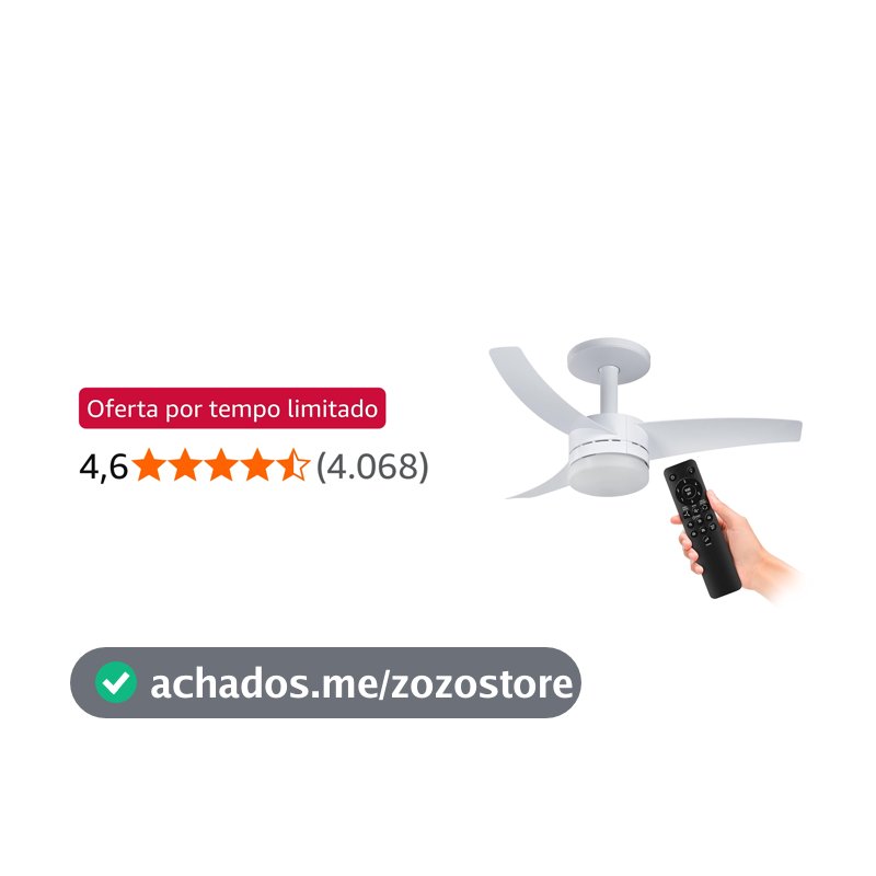 Ventilador de Teto Arno Ultimate Bivolt Branco VX13, 150W, Controle Remoto, 6 Velocidades, 4 Funções e Iluminação para 2 Lâmpadas