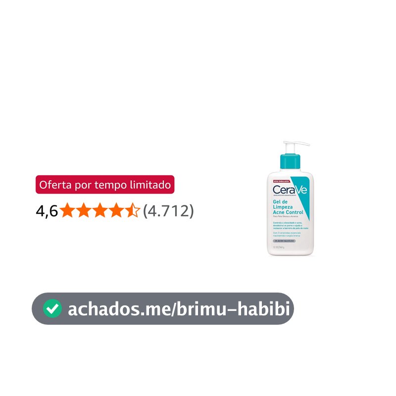 CeraVe Acne Control Refil Gel de Limpeza Facial, Pele Normal a Oleosa, 60g