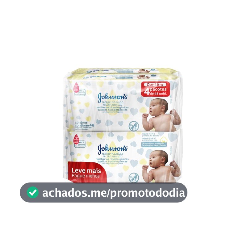 Lenços Umedecidos para Recém-Nascido Johnson's Baby, 192 Unidades