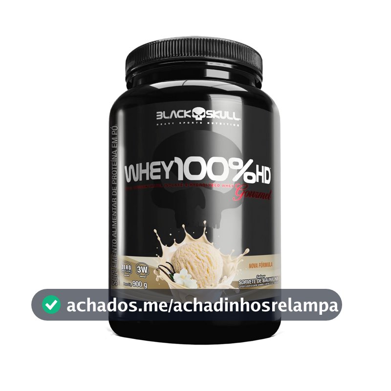 Black Skull Whey 100% HD Gourmet Pote 900g Baunilha