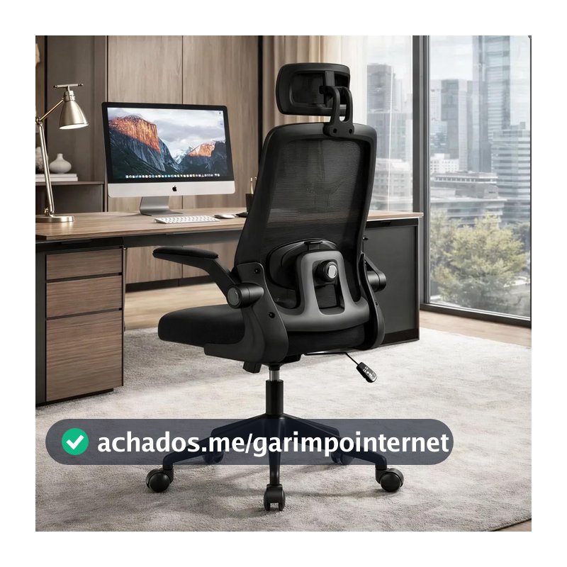 BlidShop Cadeira de Escritório Ergonômica, Suporte 120kg, Ajuste Lombar, Apoio de Cabeça, Tela Mesh Premium, Giratória, Home Office (Preta)