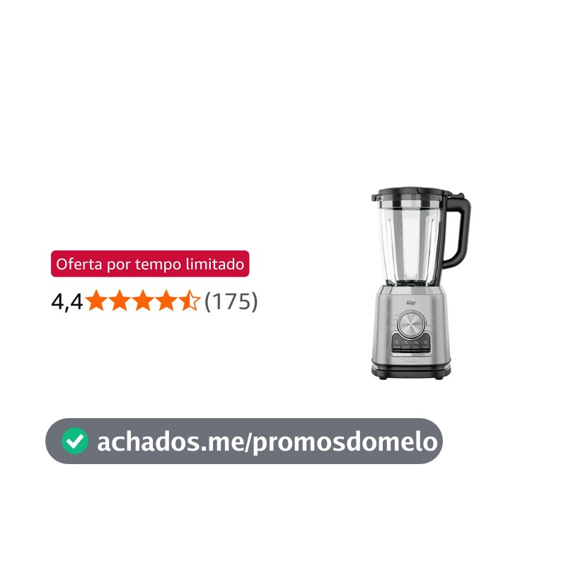 WAP Liquidificador com Copo de Vidro WB2000 2 Litros com Velocidade Variável 1000W 220V