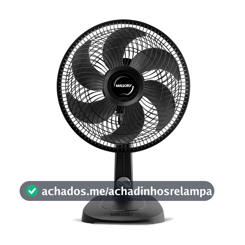 Ventilador de Mesa Mallory Turbo Compact 30 cm, Silencioso, Hélice de 6 pás, Grade Especial em Sistema TS, Máxima Vazão e Mínimo Ruído -127V