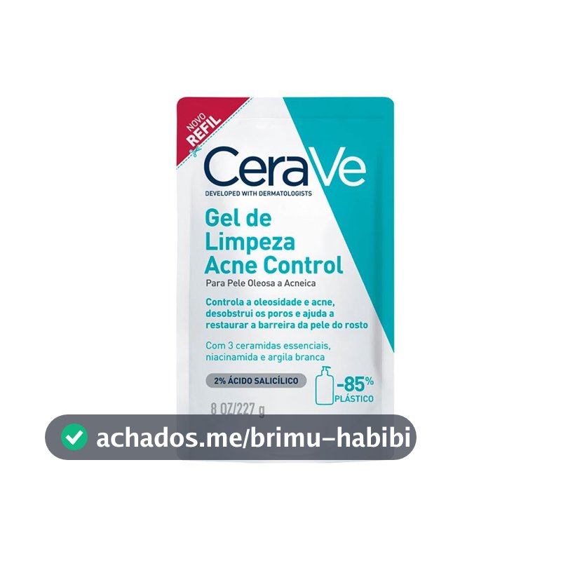 CeraVe Acne Control Refil Gel de Limpeza Facial, Pele Normal a Oleosa, 60g