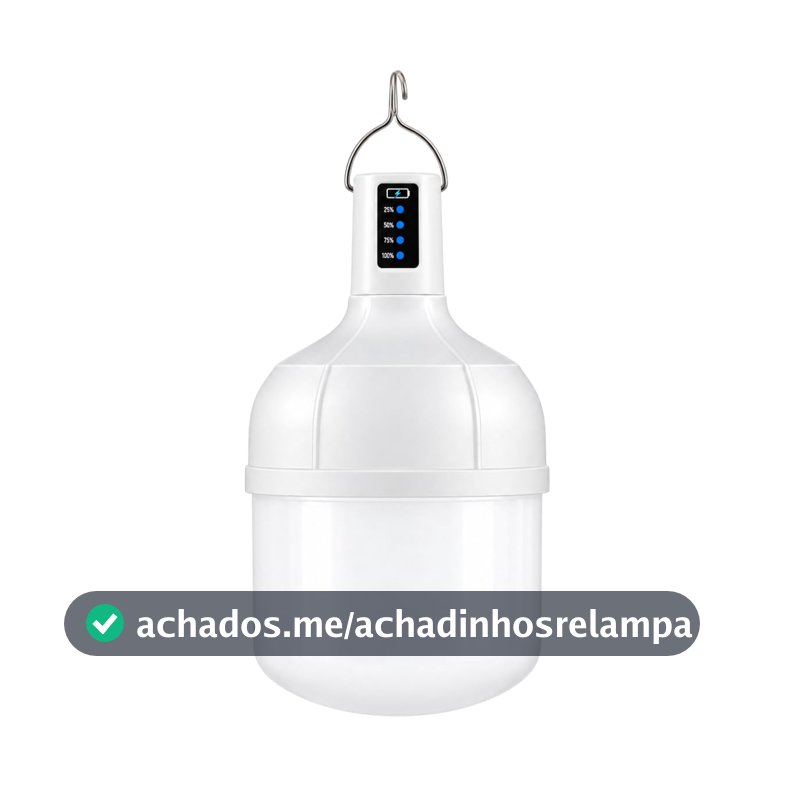 Lâmpada LED de Emergência Recarregável 38W USB 5 Níveis de Luz com Gancho