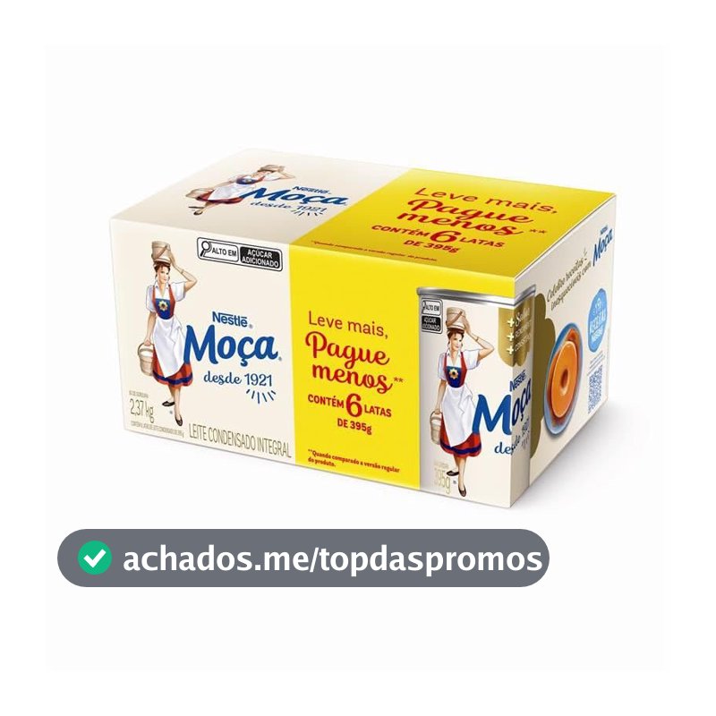 Leite Condensado Moça Integral, 395g, 6 Unidades