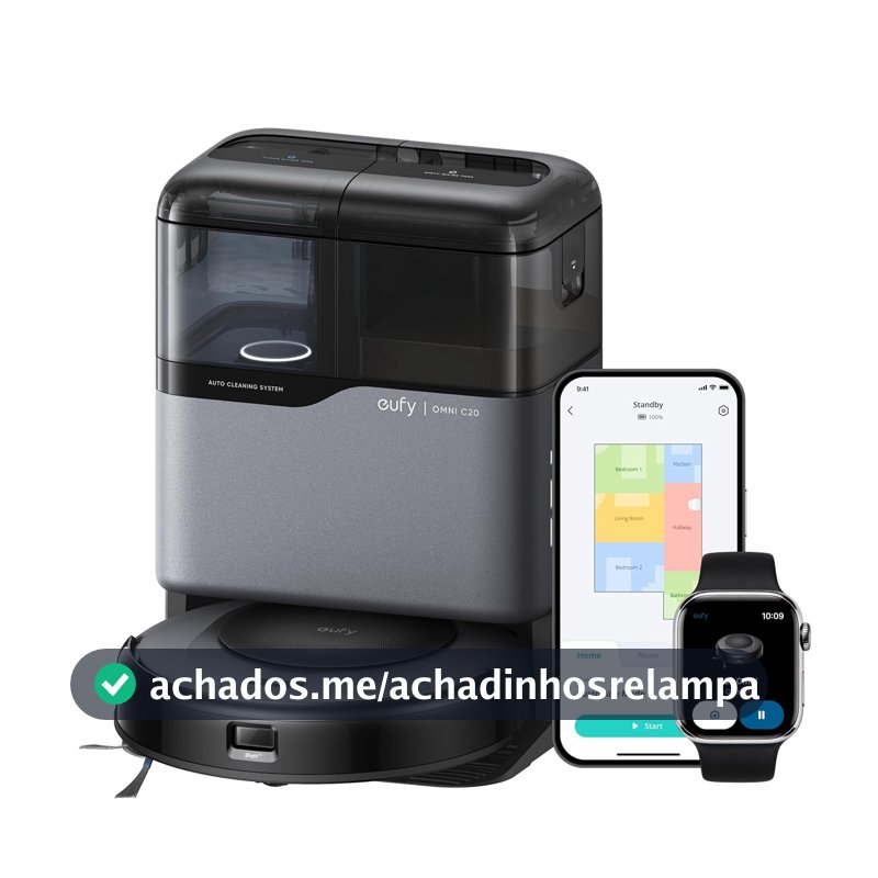 eufy C20 Omni Robô Aspirador e Passa Pano,Autolimpante,Navegação Laser,Esvaziamento,Corpo Ultrafino 8,5cm,Limpeza e Secagem Automática,Estação Completa, Mapeamento Laser Multinível, WiFi App Voz,220V