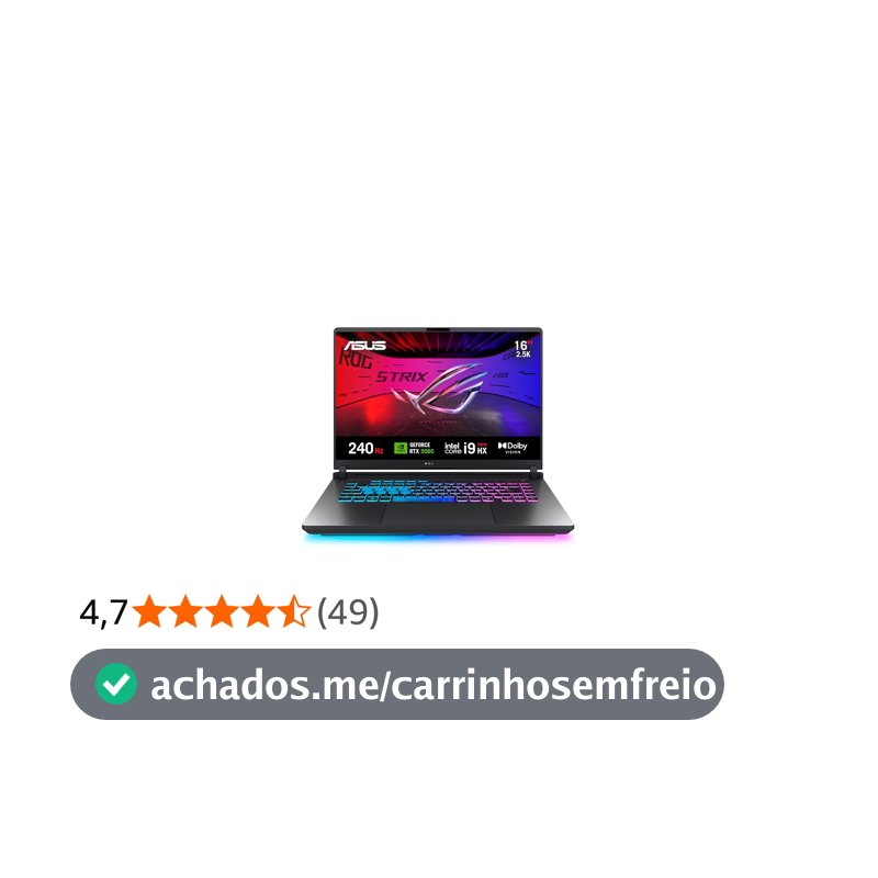 Notebook ASUS ROG Strix G16, Intel Core i9, RTX 5060, 16 GB, 512 GB SSD W11 Home, 16.0'', Eclipse Gray - G615JMR-S5001W