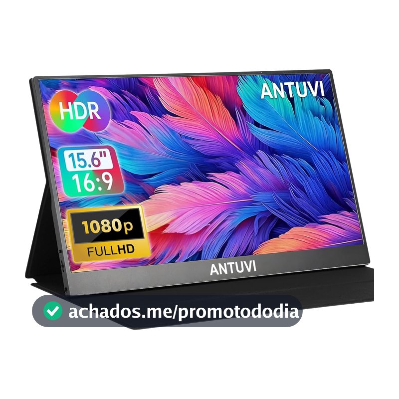 ANTUVI Monitor Portátil 15.6''+ Case, 1080P, MINI Segunda de Notebook Extensor De Tela, Ultra-Slim e portátil, com alto-falante de pé, Adequado para Viagens, Casa, Trabalho/Jogos