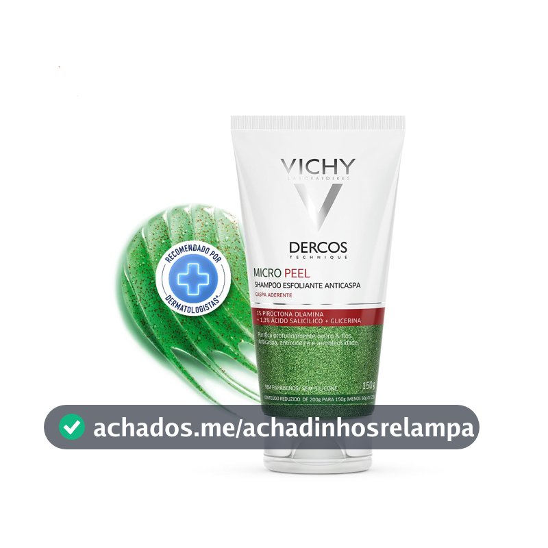 Vichy Dercos Micro Peel, Shampoo Anticaspa Esfoliante com Ácido Salicílico e Piroctona Olamina, Limpeza Profunda e Ação Calmante, Elimina a Caspa Visivelmente desde o 1º Uso, 150ml