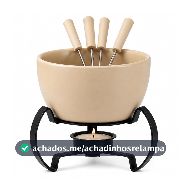 Aparelho de Fondue para Chocolate em Cerâmica 3 Peças D12,6Xa12,6Cm Bege Fracalanza - Full Fit