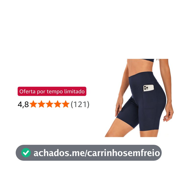 Shorts Academia Feminino Short Cintura Alta de Yoga Treino Ginástica Modeladora Com Bolso