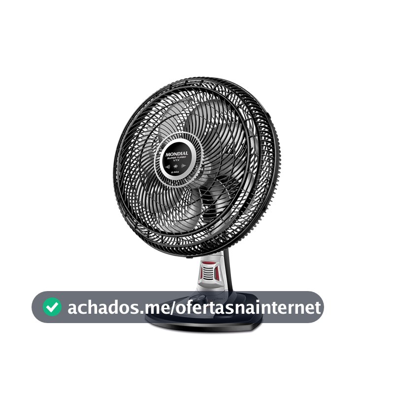 MONDIAL Ventilador 40cm Super Turbo 8 Pás Repelente Pastilha, Preto/Prata, 140W, 220V - VTX-40-8P-RP
