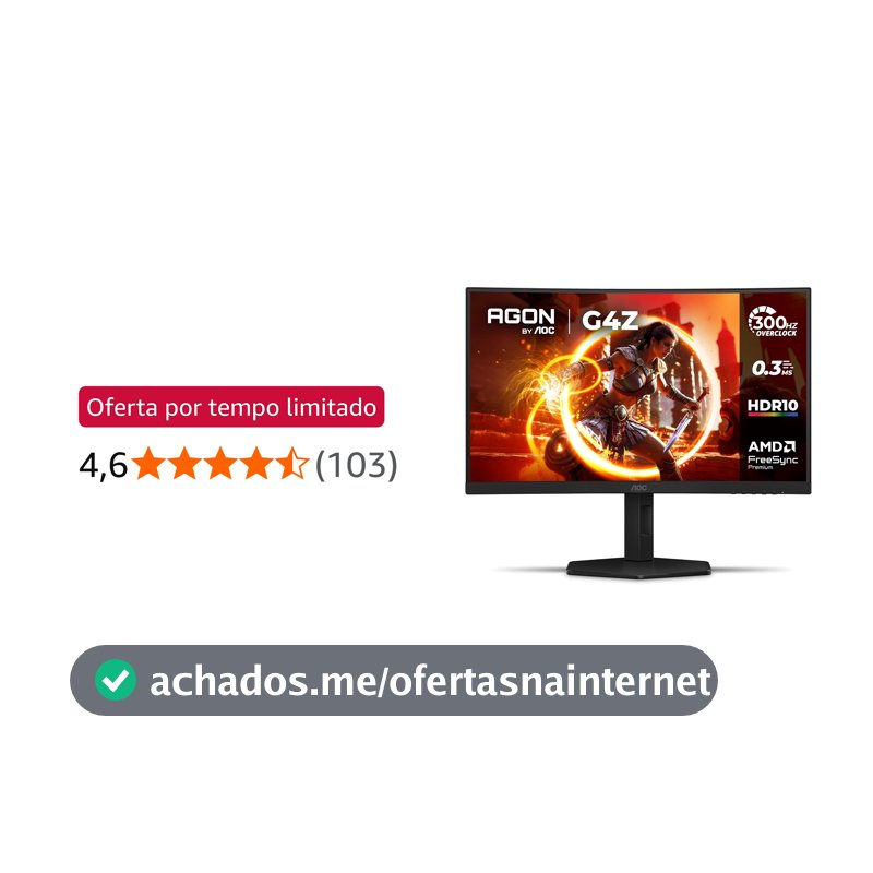 Monitor Gamer Curvo AOC AGON G4Z 27" 300Hz 0,3ms HDR10 Base Ajustável C27G4Z/P