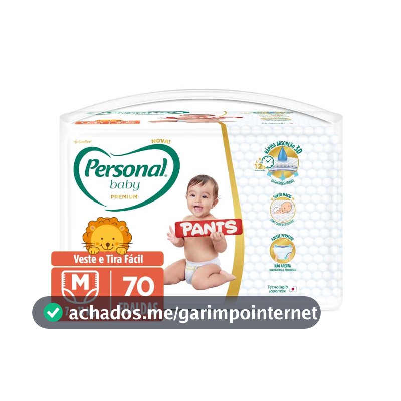 Personal Fralda Baby Premium Pants M, 70 Unidades