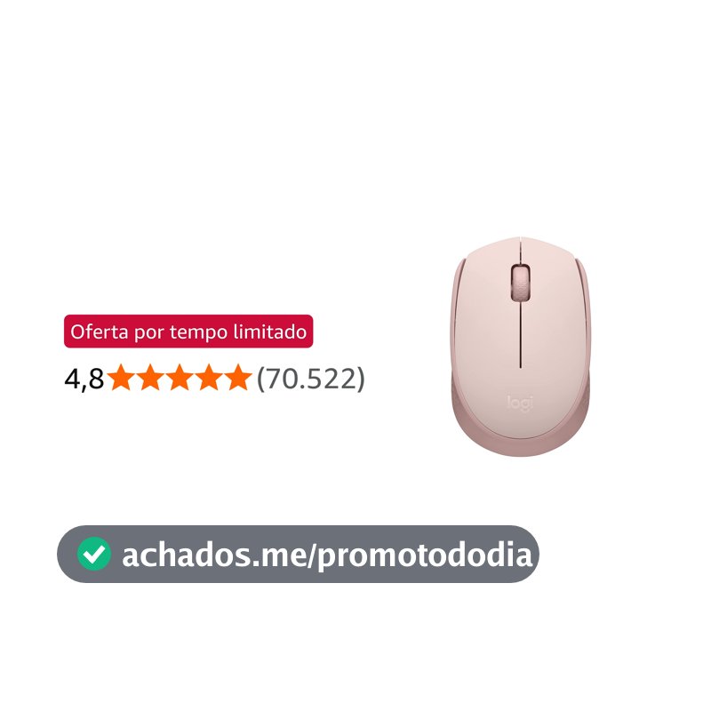 Mouse sem fio Logitech M170 com Design Ambidestro Compacto, Conexão USB e Pilha Inclusa - Rosa