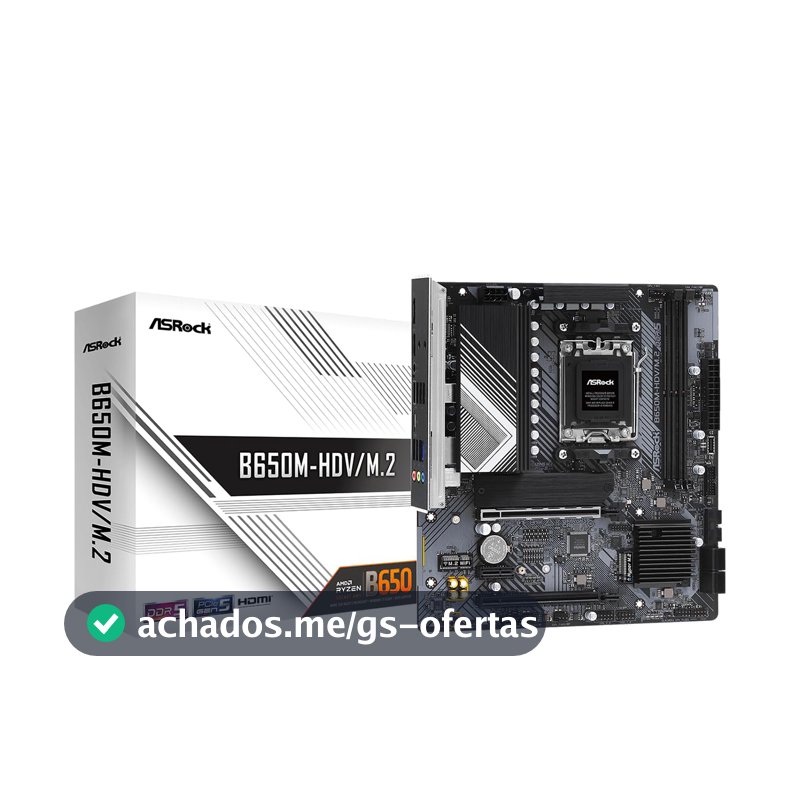 Placa Mãe ASRock B650M-HDV/M.2, Chipset B650, AMD AM5, mATX, DDR5