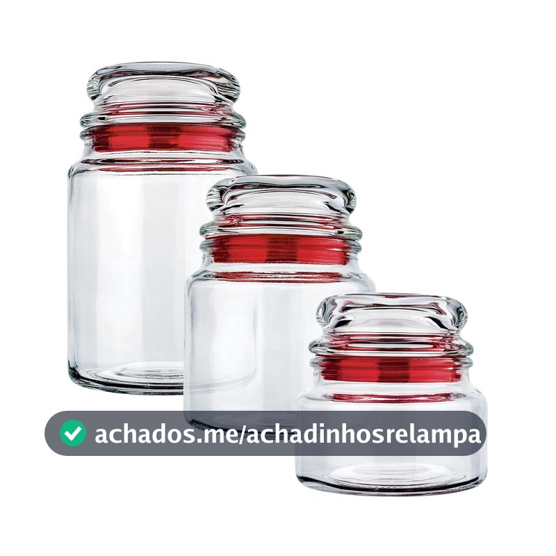 Euro Home - Conjunto com 3 Potes Multiuso de Vidro, Tampa Herméticas - VDR1129-VM