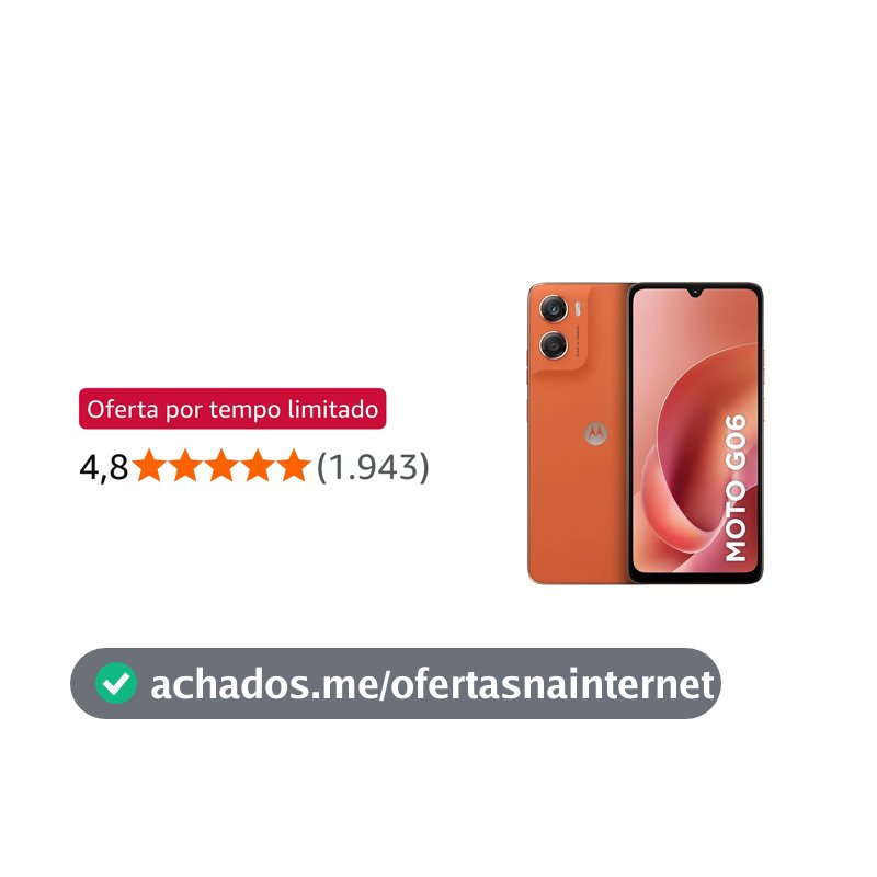 Smartphone Motorola Moto g06-128GB 12GB (4GB RAM + 8GB Ram Boost) e Camera 50MP com AI Bateria de 5200 mAh Tela 6.9" - Laranja
