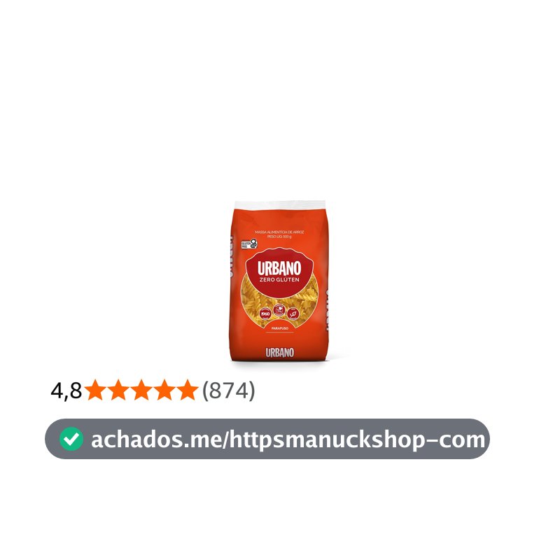 Urbano Macarrão de Arroz Parafuso Zero Glúten 500g