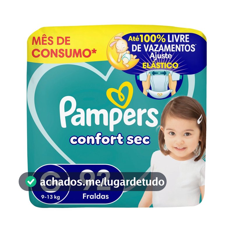 Fralda Pampers Confort Sec Tamanho G, 92 Unidades