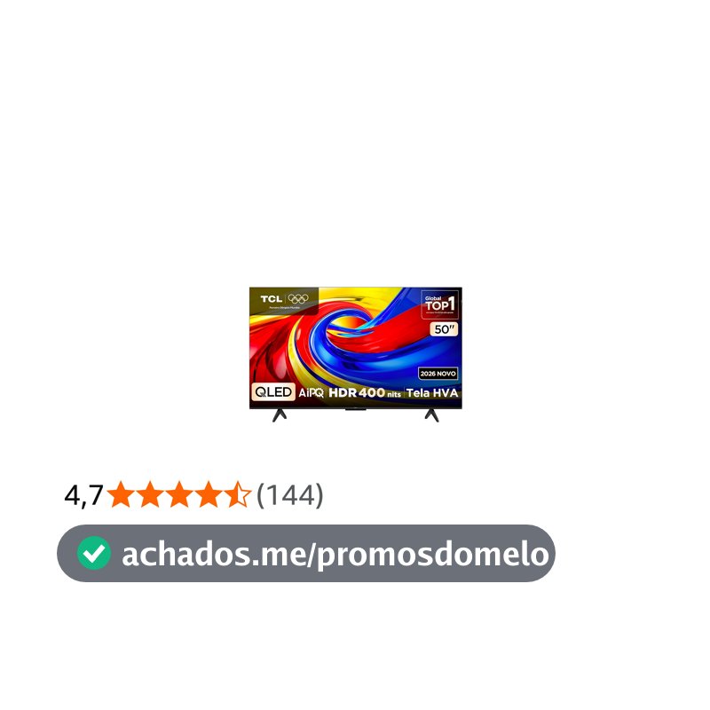 Smart TV TCL 50 Polegadas QLED 4K P7L WiFi Bluetooth Google TV HDR10+ 60 Hz AIPQ 50P7L