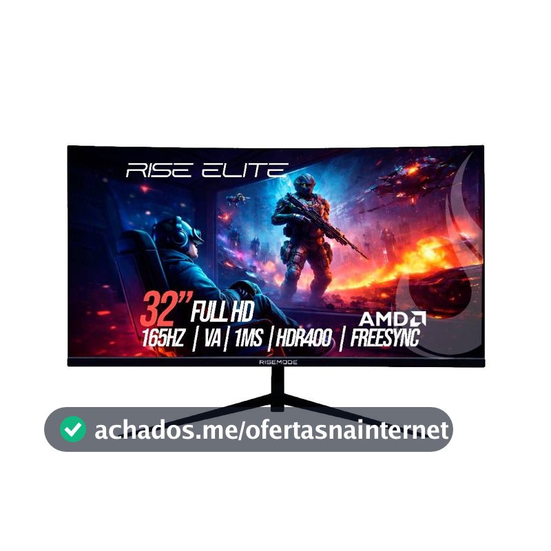 Rise Mode Monitor Gamer Curvo 32" Full HD 165Hz VA DisplayPort/HDMI, Preto