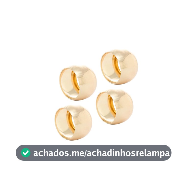 LYOR - Conjunto 4 Anéis para Guardanapo de Aço Circle Dourado 4,5cm