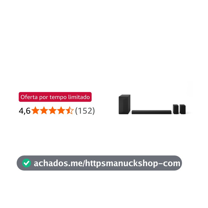 Home Theater Soundbar LG 440W RMS, 5.1 Canais, Bluetooth 5.3, Dolby Digital, Alto-Falantes Traseiros, AI Sound Pro, Wow Interface, Sem fios, Conexões Múltiplas - S60TR