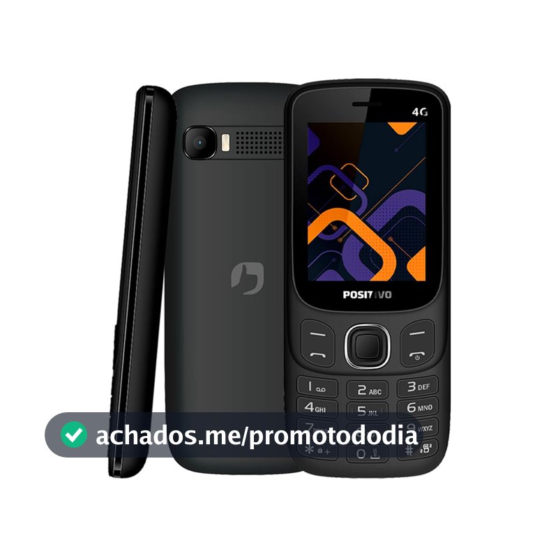 Celular Positivo P41 4G, Tela 2.4", 32MB RAM, Dual SIM, Rádio FM, Bateria 1000mAh - Preto
