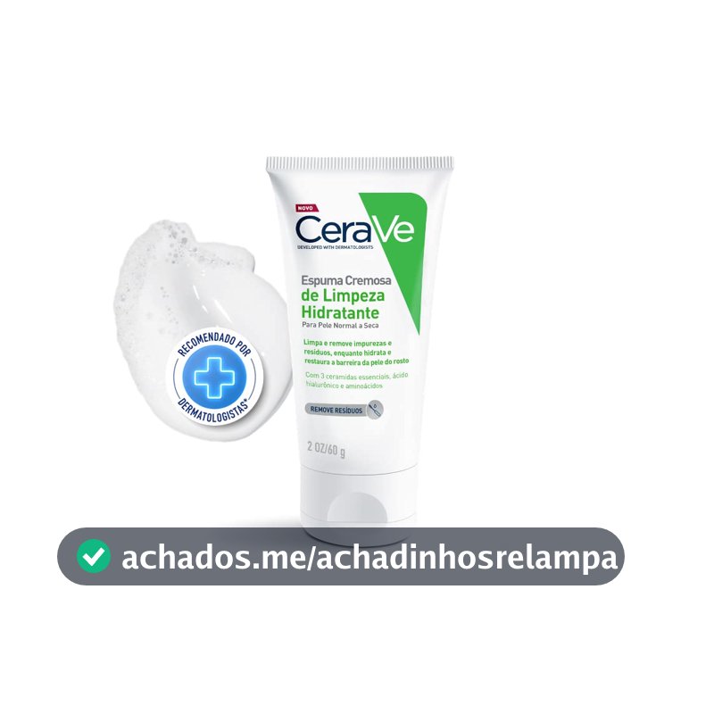 CeraVe, Espuma Cremosa de Limpeza Hidratante, com Ácido Hialurônico