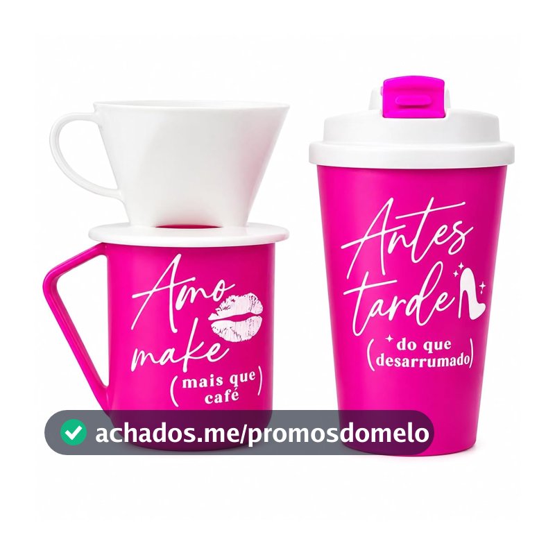 Amo Make Copo Reutilizável Café com Tampa Rosa Pink 450ml 3 Peças