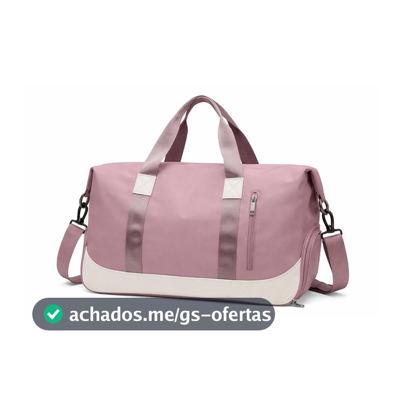 Bolsa De Mão Mala Viagem Academia Feminina Masculina Super Grande, Compartimentos Com Zíper, Espaço Para Tênis Ou Roupas Sujas Alça Removível Modelo Transversal Bordo Poliéster (Rosa Queimado)