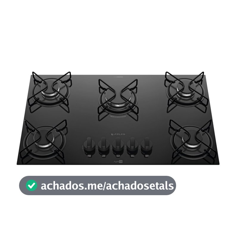 Atlas - Cooktop Atlas 5 Bocas Ágile Up Mesa de Vidro